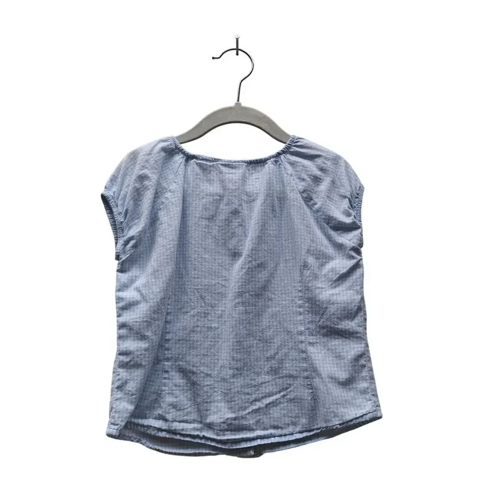 Covington Blue Gingham Top Girls 3T Button Front Cotton Blouse Shirt